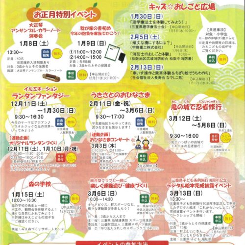 三重県立みえこどもの城　2022年1・2・3月イベント情報