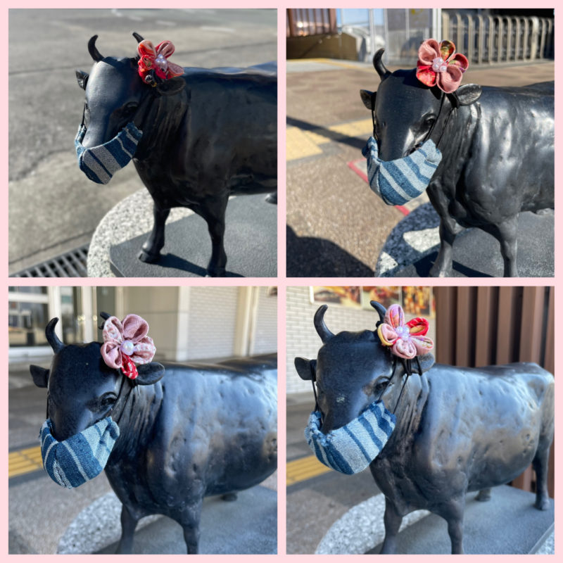 JR松阪駅前の牛さん　ひなまつり仕様になりました！